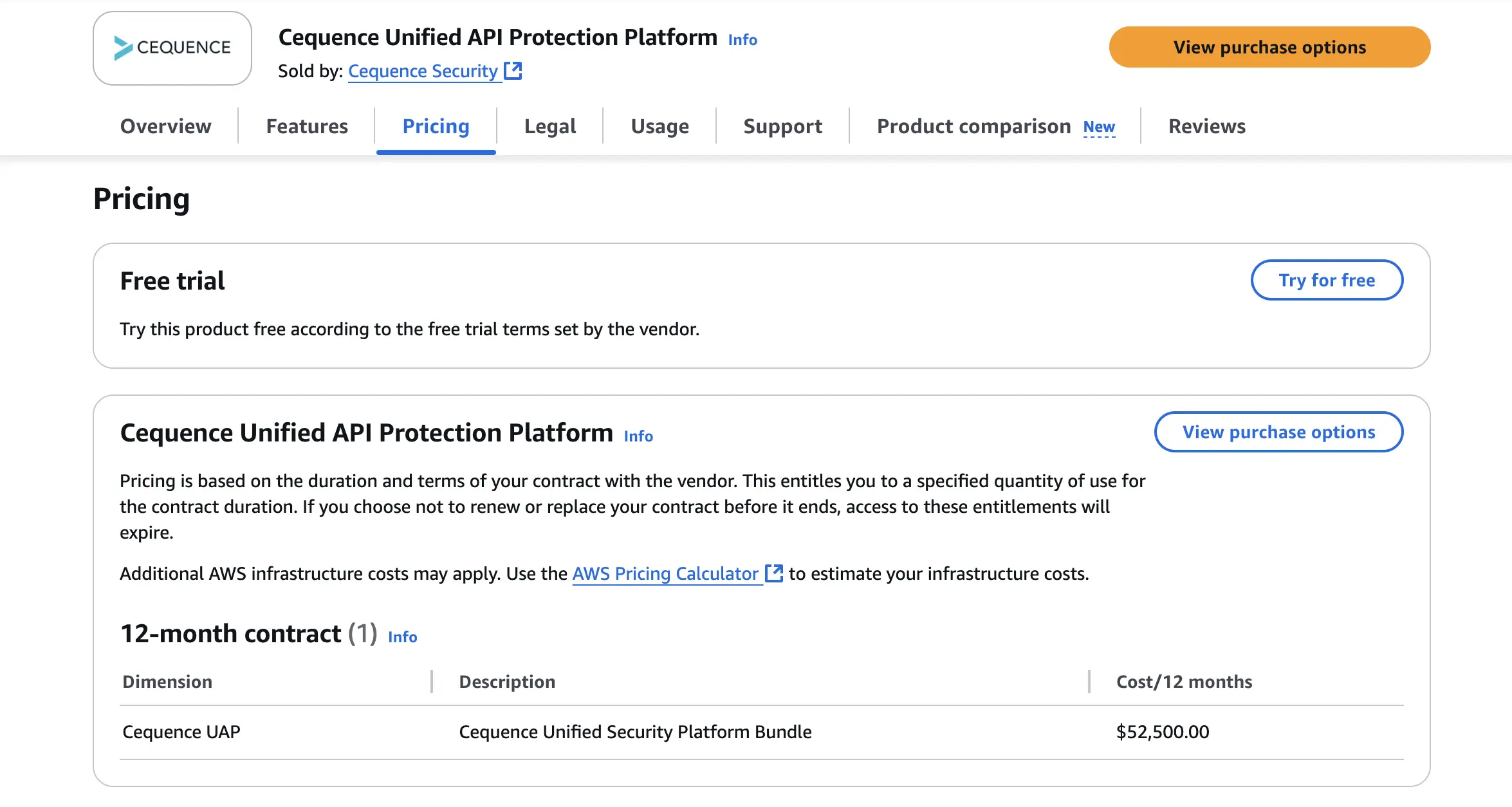 cequence pricing aws